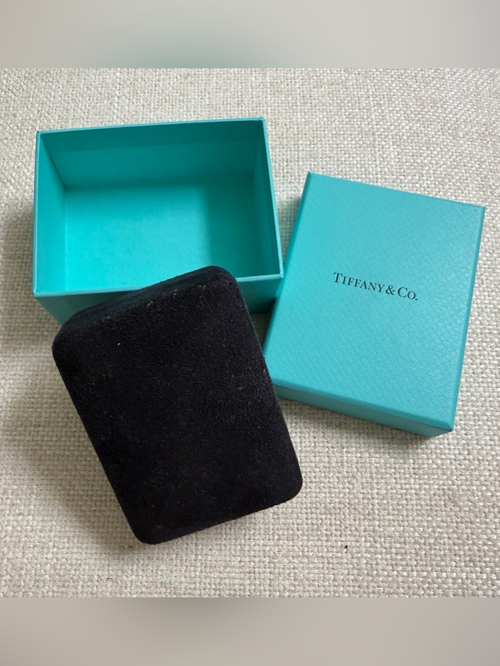 Tiffany & Co. Blue Jewelry Box with Black Velvet Insert (small)